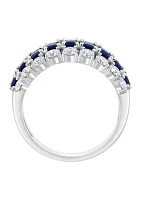 1.25 ct. t.w. Diamond, 2.93 ct. t.w. Sapphire Ring in 14K White Gold