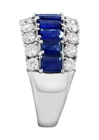 1.25 ct. t.w. Diamond, 2.93 ct. t.w. Sapphire Ring in 14K White Gold