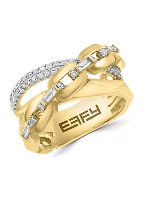 1/2 ct. t.w. Diamond Crossover Ring in 14K Yellow Gold