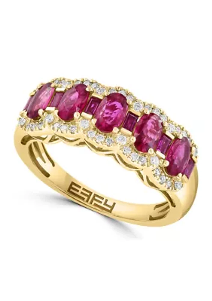 1/5 ct. t.w. Diamond, 1.27 ct. t.w. Natural Ruby Ring in 14K Yellow Gold