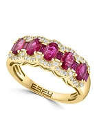 1/5 ct. t.w. Diamond, 1.27 ct. t.w. Natural Ruby Ring in 14K Yellow Gold