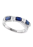 1/4 ct. t.w. Diamond and Natural Sapphire Ring in 14K White Gold