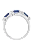 1/4 ct. t.w. Diamond and Natural Sapphire Ring in 14K White Gold