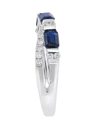 1/4 ct. t.w. Diamond and Natural Sapphire Ring in 14K White Gold