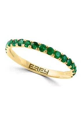 1/2 ct. t.w. Emerald Ring in 14K Yellow Gold Plated Sterling Silver