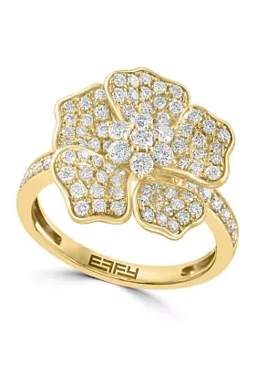 ct. t.w. Diamond Flower Ring in 14K Yellow Gold