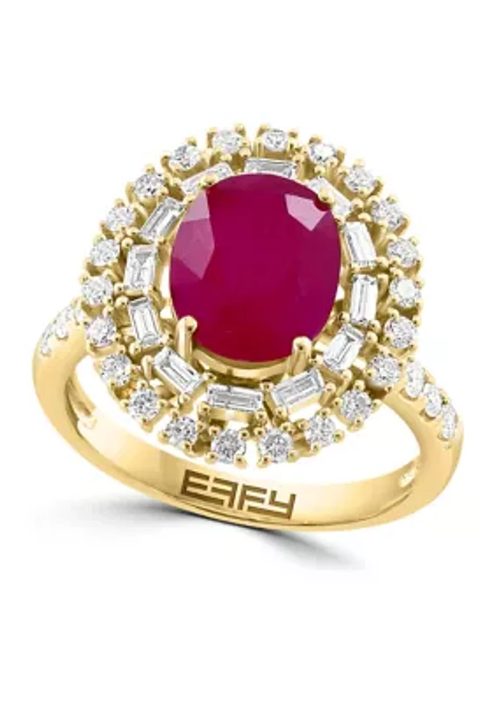 Diamond and Ruby Ring in 14K Yellow Gold