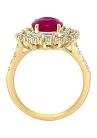 Diamond and Ruby Ring in 14K Yellow Gold