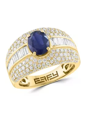 1.31 ct. t.w. Sapphire, 1.42 ct. t.w. Diamond Ring in 14K Yellow Gold