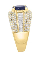 1.31 ct. t.w. Sapphire, 1.42 ct. t.w. Diamond Ring in 14K Yellow Gold