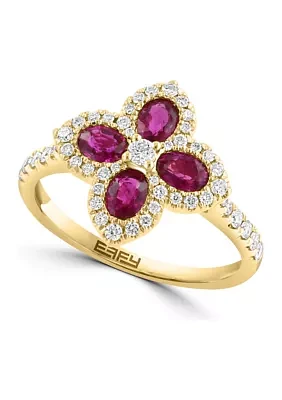 3/8 ct. t.w. Diamond, 1 ct. t.w. Ruby Ring in 14K Yellow Gold