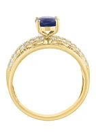 1.42 ct. t.w. Diamond, 3/4 ct. t.w. Sapphire Ring in 14K Yellow Gold