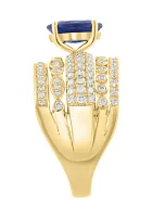 1.42 ct. t.w. Diamond, 3/4 ct. t.w. Sapphire Ring in 14K Yellow Gold