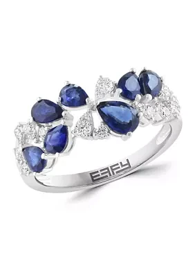 1.49 ct. t.w. Diamond, 1/4 ct. t.w. Sapphire Ring in 14K White Gold