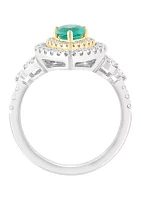 3/4 ct. t.w. Diamond and 1/2 ct. t.w. Emerald Ring in 14K Two-Tone Gold 