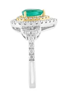 3/4 ct. t.w. Diamond and 1/2 ct. t.w. Emerald Ring in 14K Two-Tone Gold 