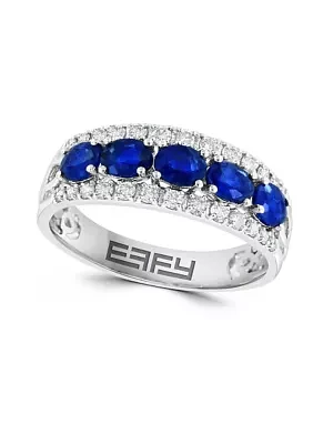 1/3 ct. t.w. Diamond and 1.33 ct. t.w. Sapphire Ring in 14K White Gold 