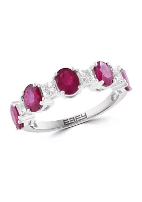 1/10 ct. t.w. White Sapphire and 1/2 ct. t.w. Ruby Ring in 14K White Gold 