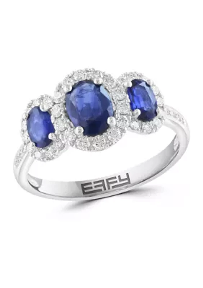 3/8 ct. t.w. Diamond and 1.32 ct. t.w. Sapphire Ring in 14K White Gold