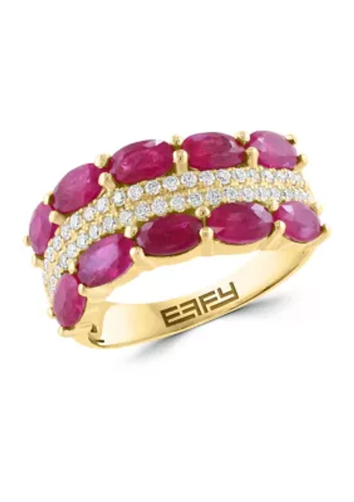 1/3 ct. t.w. Diamond and 2.28 ct. t.w. Ruby Ring in 14K Yellow Gold
