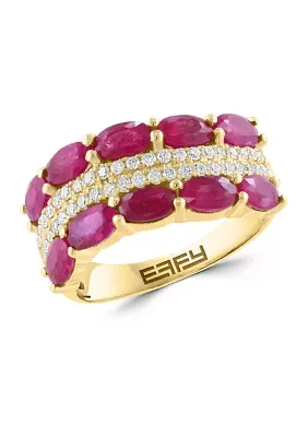 1/3 ct. t.w. Diamond and 2.28 ct. t.w. Ruby Ring in 14K Yellow Gold 