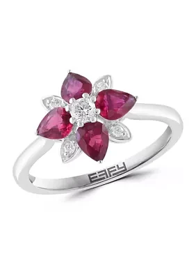 1/8 ct. t.w. Diamond and 1 ct. t.w. Ruby Ring in 14K White Gold 