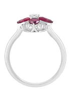 1/8 ct. t.w. Diamond and 1 ct. t.w. Ruby Ring in 14K White Gold 