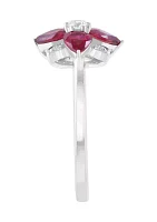 1/8 ct. t.w. Diamond and 1 ct. t.w. Ruby Ring in 14K White Gold 