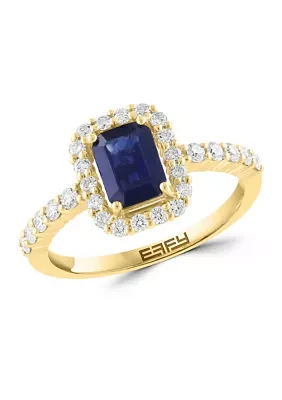 5/8 ct. t.w. Diamond and 1.05 ct. t.w. Sapphire Ring in 14K Yellow Gold 