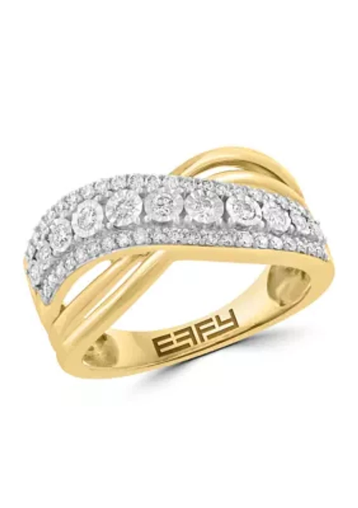 14K White and Yellow Gold Diamond Ring 