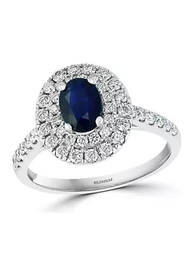 5/8 ct. t.w. Diamond and 1 ct. t.w. Sapphire Ring in 14K White Gold