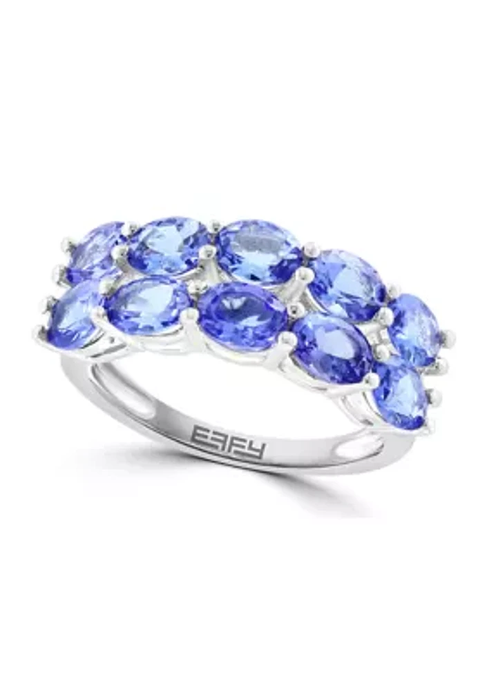 2.66 ct. t.w. Tanzanite Double Row Band Ring in Sterling Silver