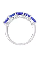 2.66 ct. t.w. Tanzanite Double Row Band Ring in Sterling Silver