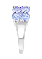 2.66 ct. t.w. Tanzanite Double Row Band Ring in Sterling Silver