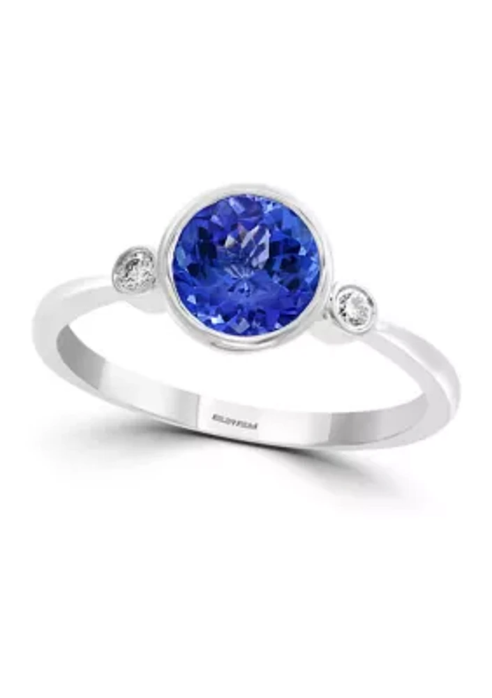  1/10 ct. t.w. Diamond and 1.23 ct. t.w. Tanzanite Ring in 14K White Gold