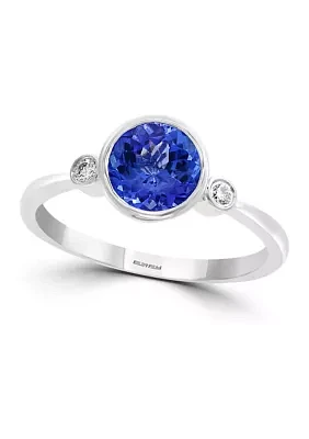  1/10 ct. t.w. Diamond and 1.23 ct. t.w. Tanzanite Ring in 14K White Gold