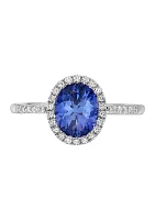 1.57 ct. t.w. Tanzanite and 1/5 ct. t.w. Diamond Ring in 14K White Gold