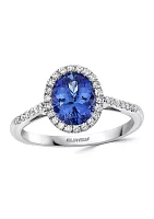 1.57 ct. t.w. Tanzanite and 1/5 ct. t.w. Diamond Ring in 14K White Gold