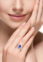 Miracle Set Diamond and Tanzanite Ring in 14K White Gold