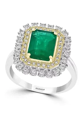 14K Gold 1/10 ct. t.w. Diamond and 2.19 ct. t.w. Natural Emerald Ring 