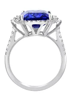 14K White Gold Diamond and Tanzanite Ring