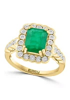 14K White & Yellow Gold Diamond and Natural Emerald Ring