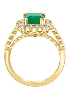 14K White & Yellow Gold Diamond and Natural Emerald Ring