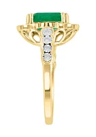 14K White & Yellow Gold Diamond and Natural Emerald Ring