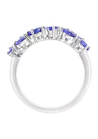 Tanzanite and White Sapphire Ring in Sterling Silver 