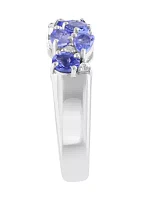 Tanzanite and White Sapphire Ring in Sterling Silver 