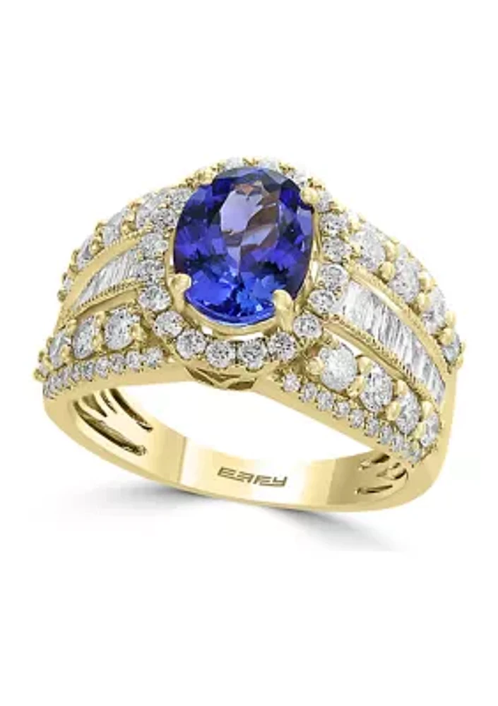 Diamond and Tanzanite Ring 14K Yellow Gold