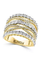 Sterling Silver/14K Gold-Plated Diamond Ring