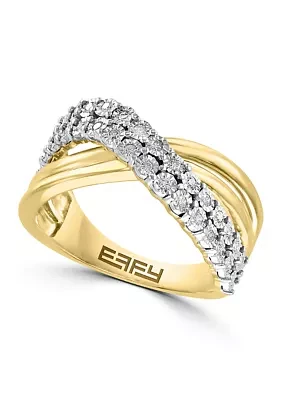 Sterling Silver/14K Gold-Plated Diamond Ring 