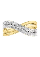 Sterling Silver/14K Gold-Plated Diamond Ring 